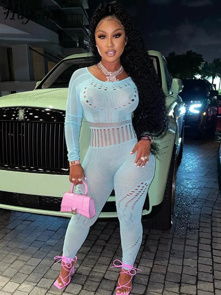 solid color Knitted Thin Long Sleeve Jumpsuit Romper - Blade & Thread
