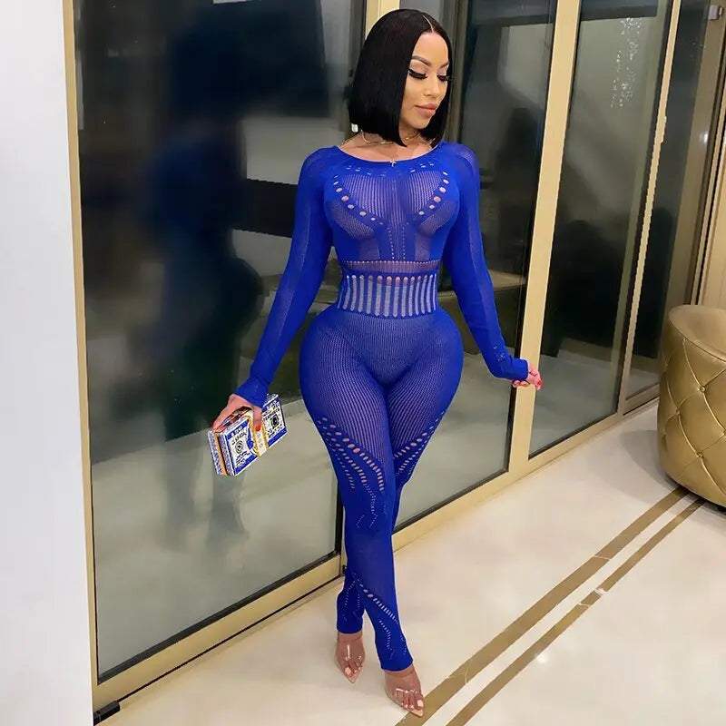 solid color Knitted Thin Long Sleeve Jumpsuit Romper - Blade & Thread