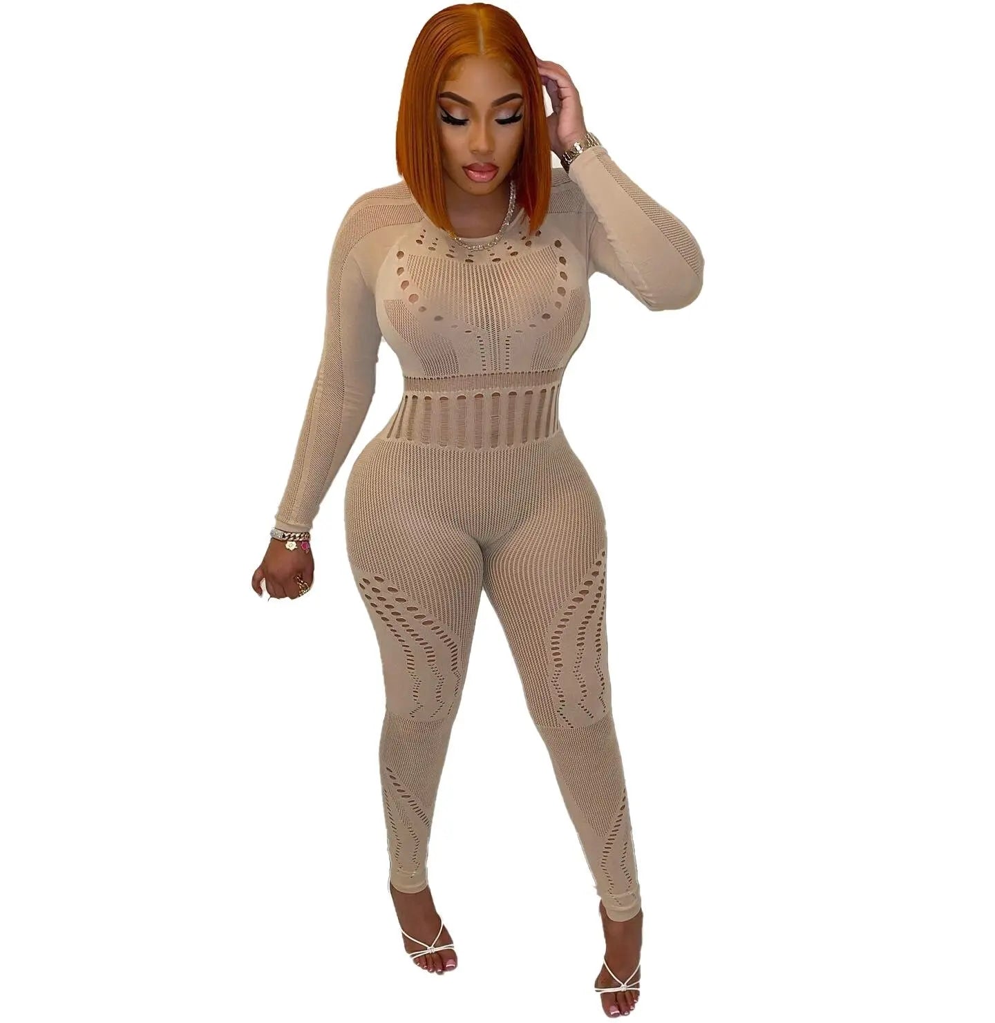 solid color Knitted Thin Long Sleeve Jumpsuit Romper - Blade & Thread