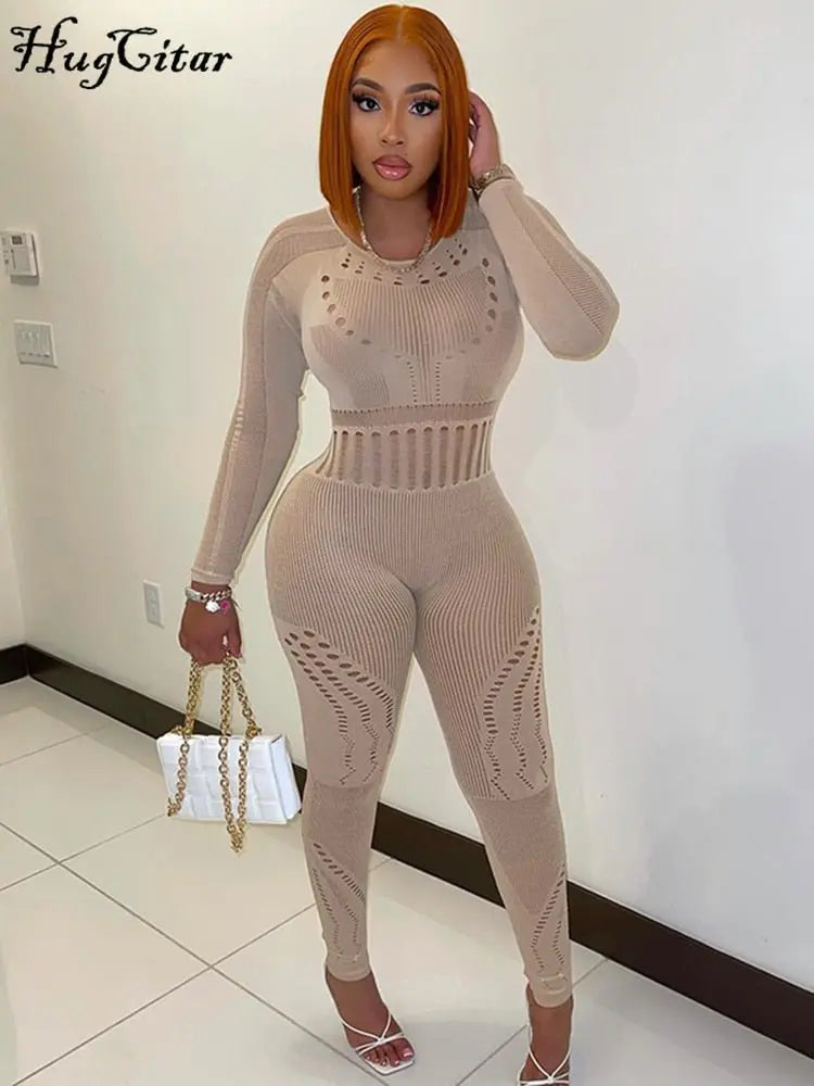 solid color Knitted Thin Long Sleeve Jumpsuit Romper - Blade & Thread