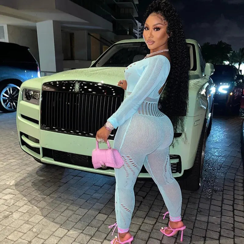 solid color Knitted Thin Long Sleeve Jumpsuit Romper - Blade & Thread