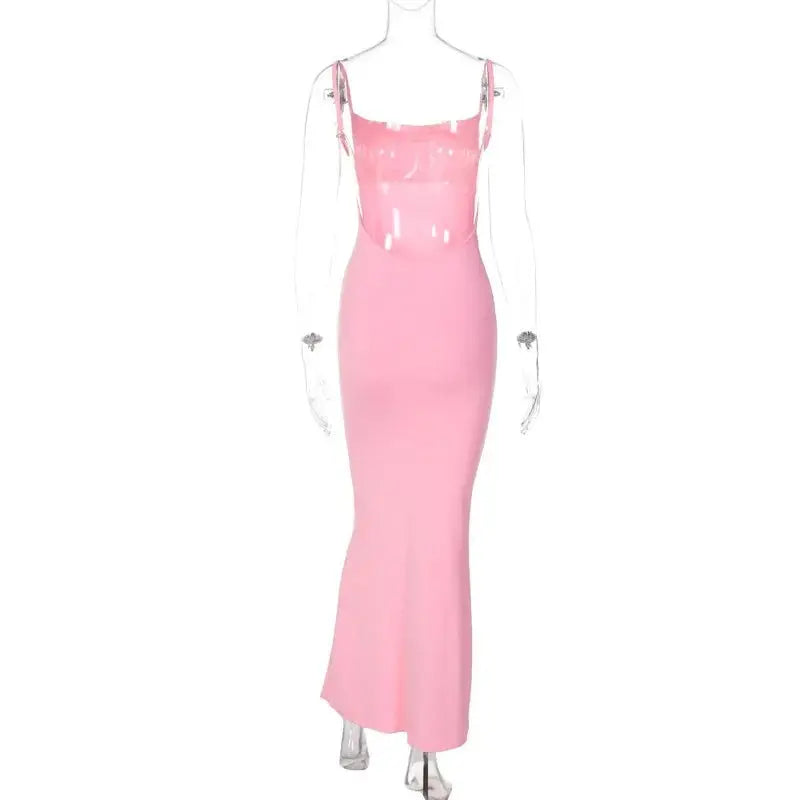 Solid Sleeveless Backless Elegant Sexy Bodycon Y2K Maxi Prom Dress - Blade & Thread