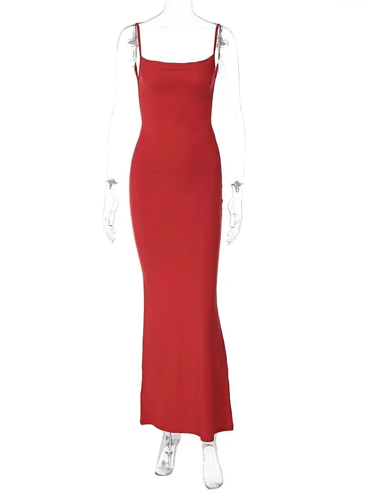 Solid Sleeveless Backless Elegant Sexy Bodycon Y2K Maxi Prom Dress - Blade & Thread