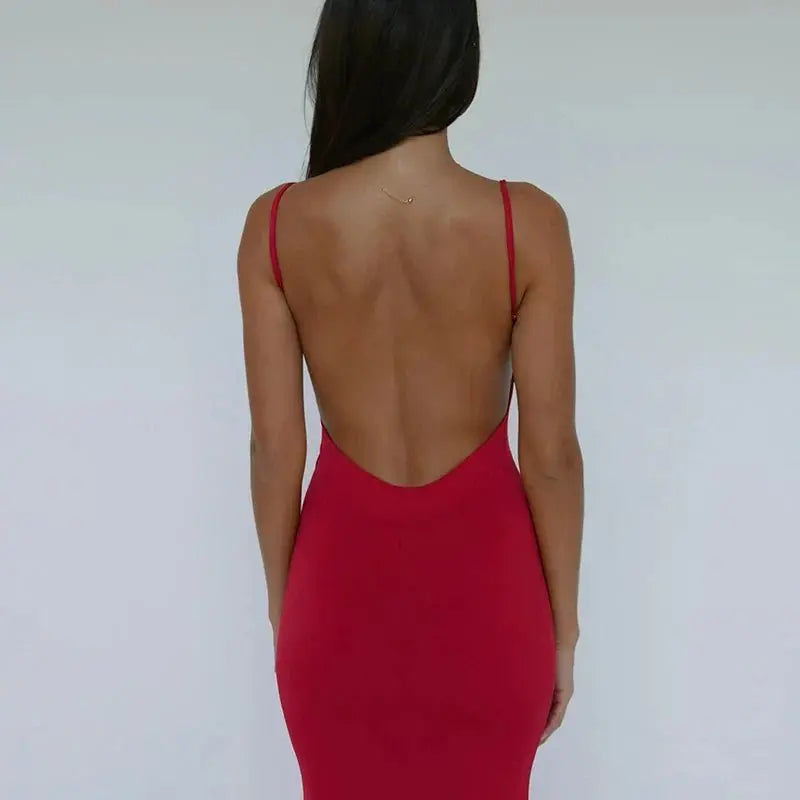 Solid Sleeveless Backless Elegant Sexy Bodycon Y2K Maxi Prom Dress - Blade & Thread