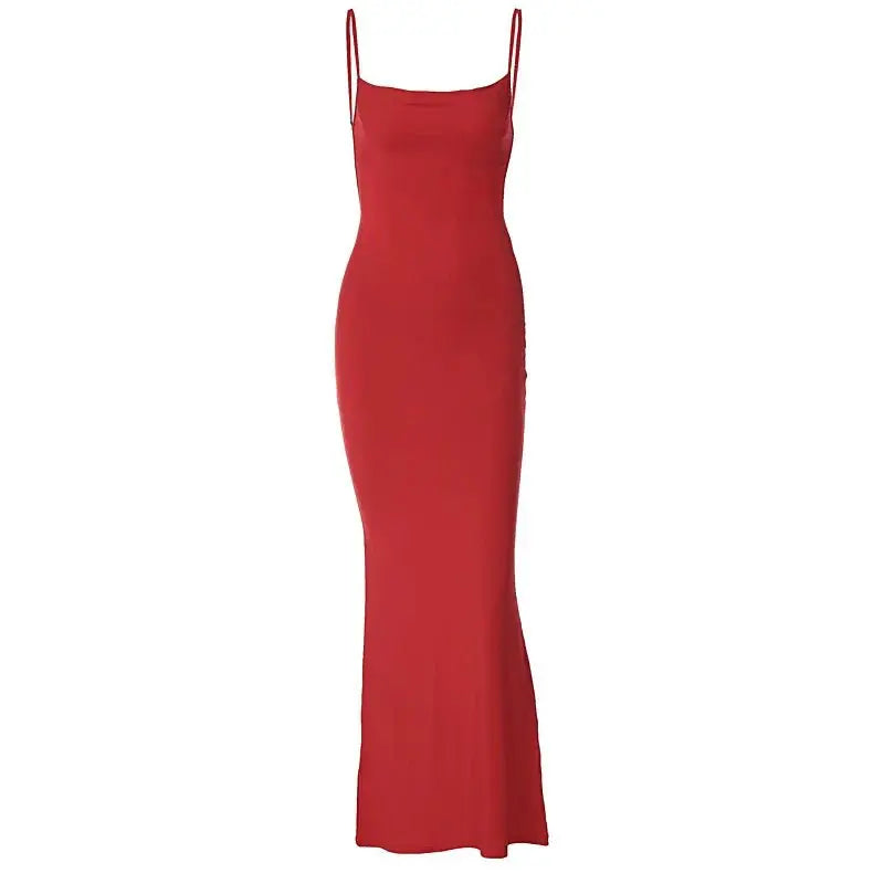 Solid Sleeveless Backless Elegant Sexy Bodycon Y2K Maxi Prom Dress - Blade & Thread