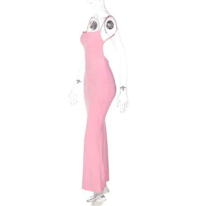 Solid Sleeveless Backless Elegant Sexy Bodycon Y2K Maxi Prom Dress - Blade & Thread