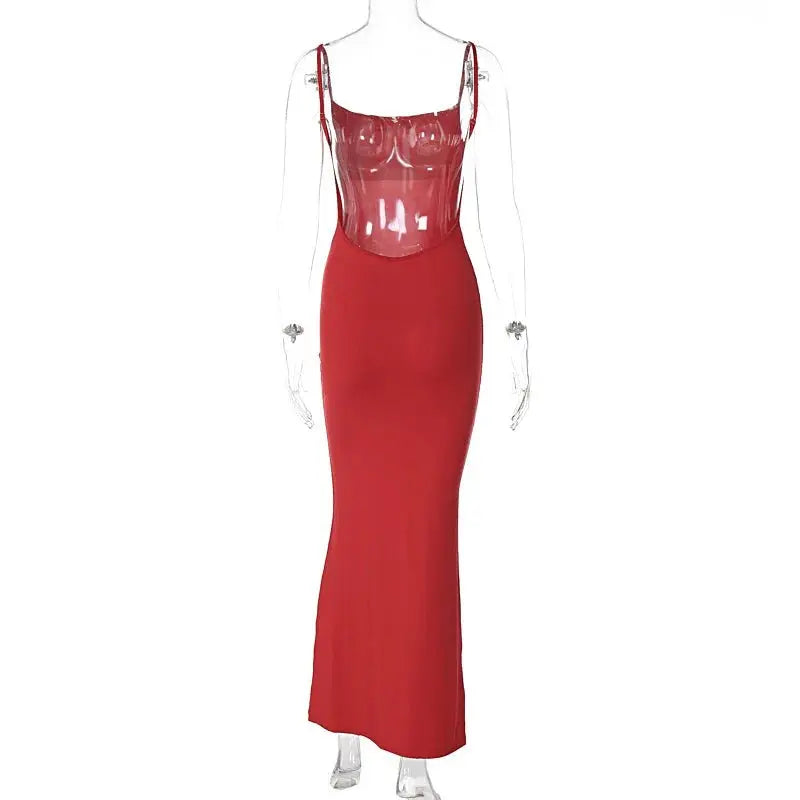 Solid Sleeveless Backless Elegant Sexy Bodycon Y2K Maxi Prom Dress - Blade & Thread