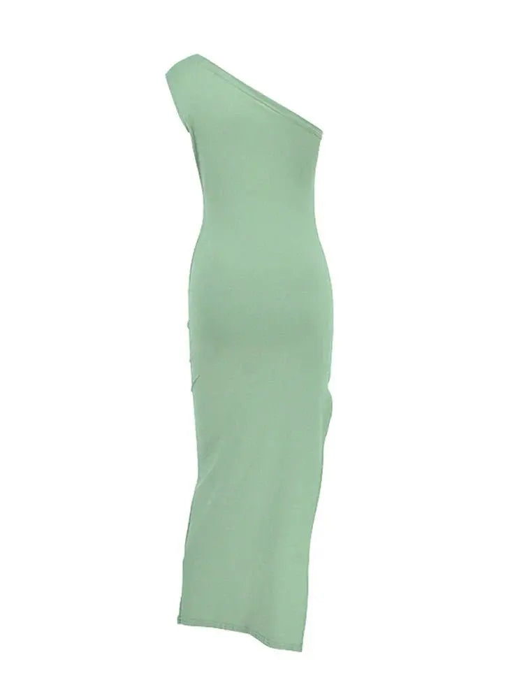Solid Sleeveless Backless Slim Dress Female Off Shoulder Club Elegant Party Dress - Blade & Thread