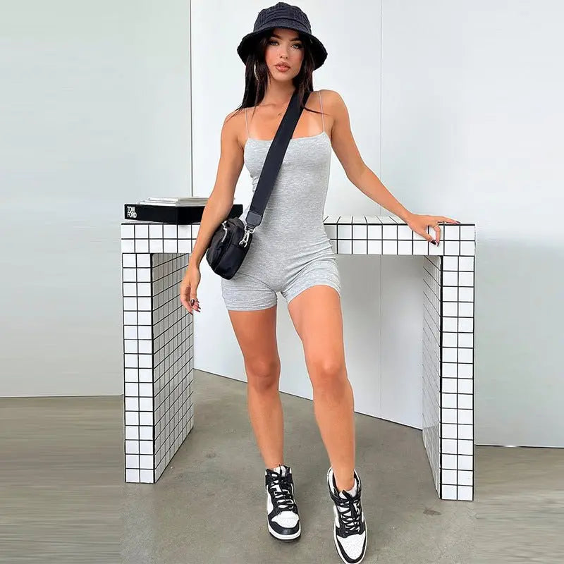 Solid Sleeveless Playsuit Club Streetwear - Blade & Thread