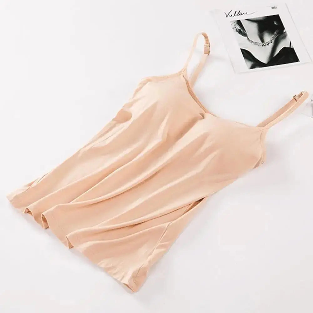 Solid Tank Tops Adjustable Strap Built In Cup Padded Wireless Camisole Camis Vest - Blade & Thread