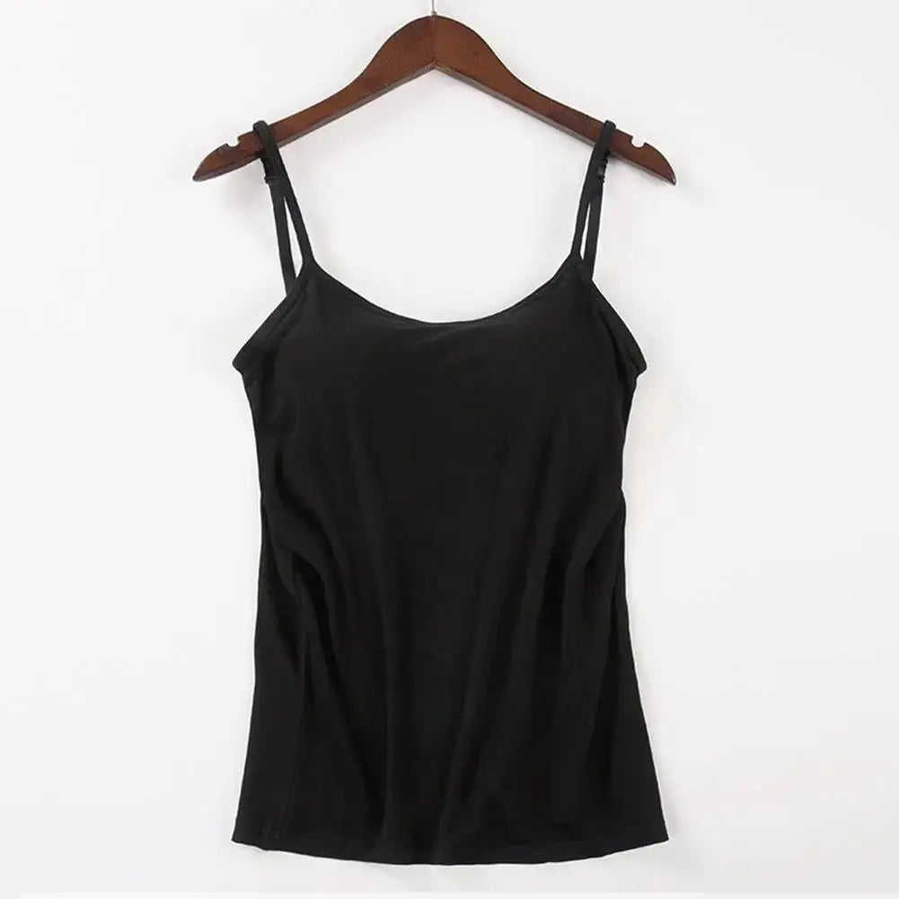 Solid Tank Tops Adjustable Strap Built In Cup Padded Wireless Camisole Camis Vest - Blade & Thread