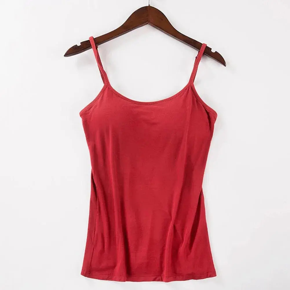 Solid Tank Tops Adjustable Strap Built In Cup Padded Wireless Camisole Camis Vest - Blade & Thread