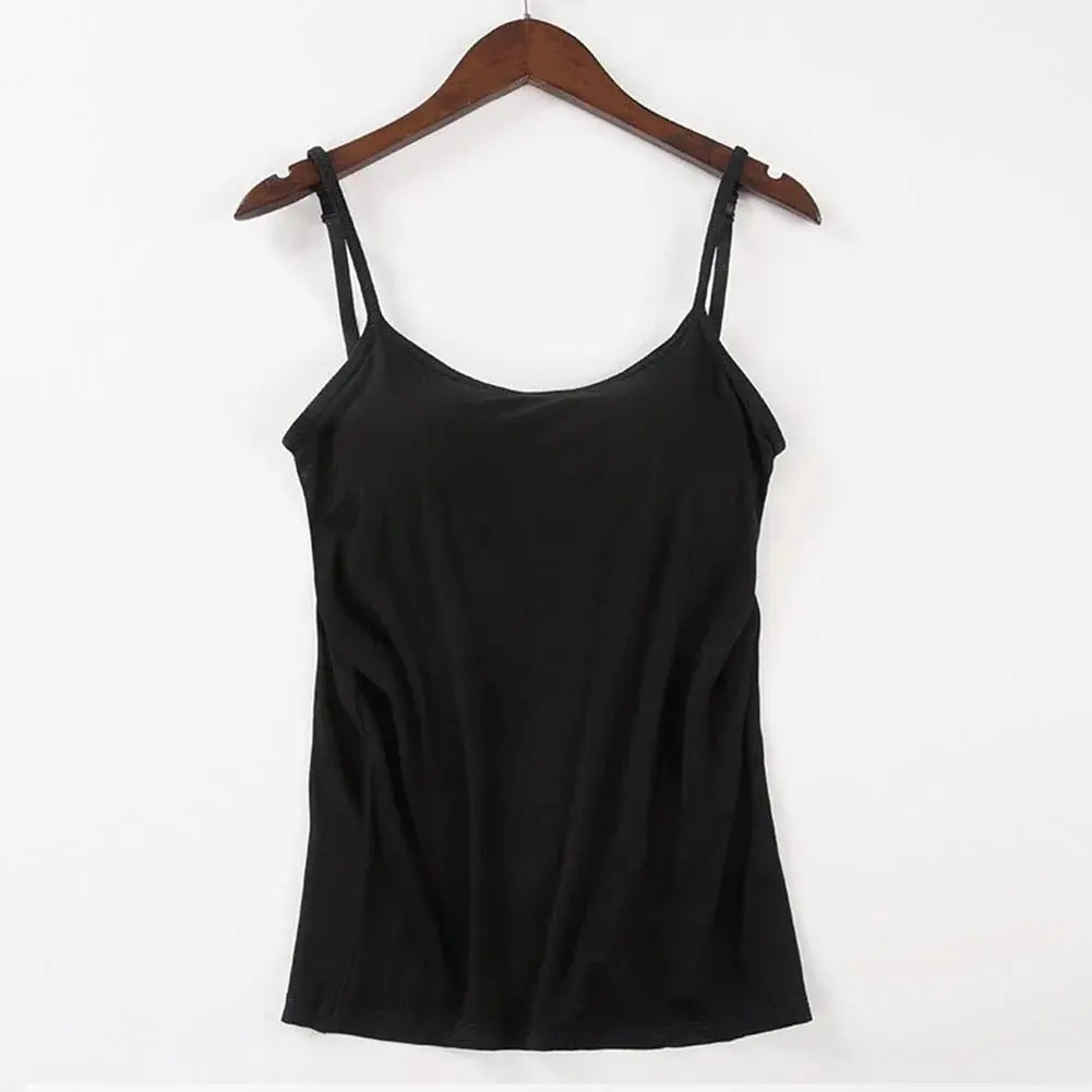 Solid Tank Tops Adjustable Strap Built In Cup Padded Wireless Camisole Camis Vest - Blade & Thread