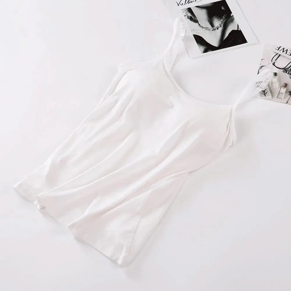 Solid Tank Tops Adjustable Strap Built In Cup Padded Wireless Camisole Camis Vest - Blade & Thread