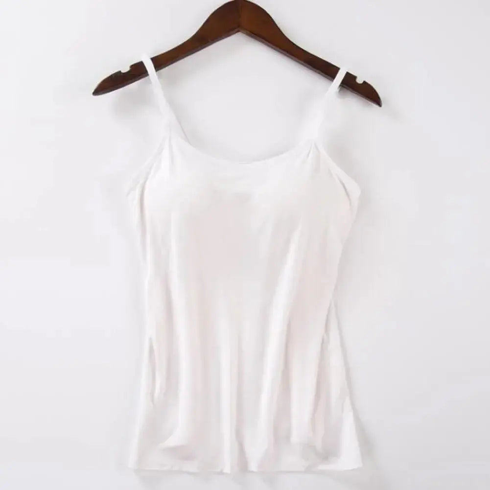 Solid Tank Tops Adjustable Strap Built In Cup Padded Wireless Camisole Camis Vest - Blade & Thread