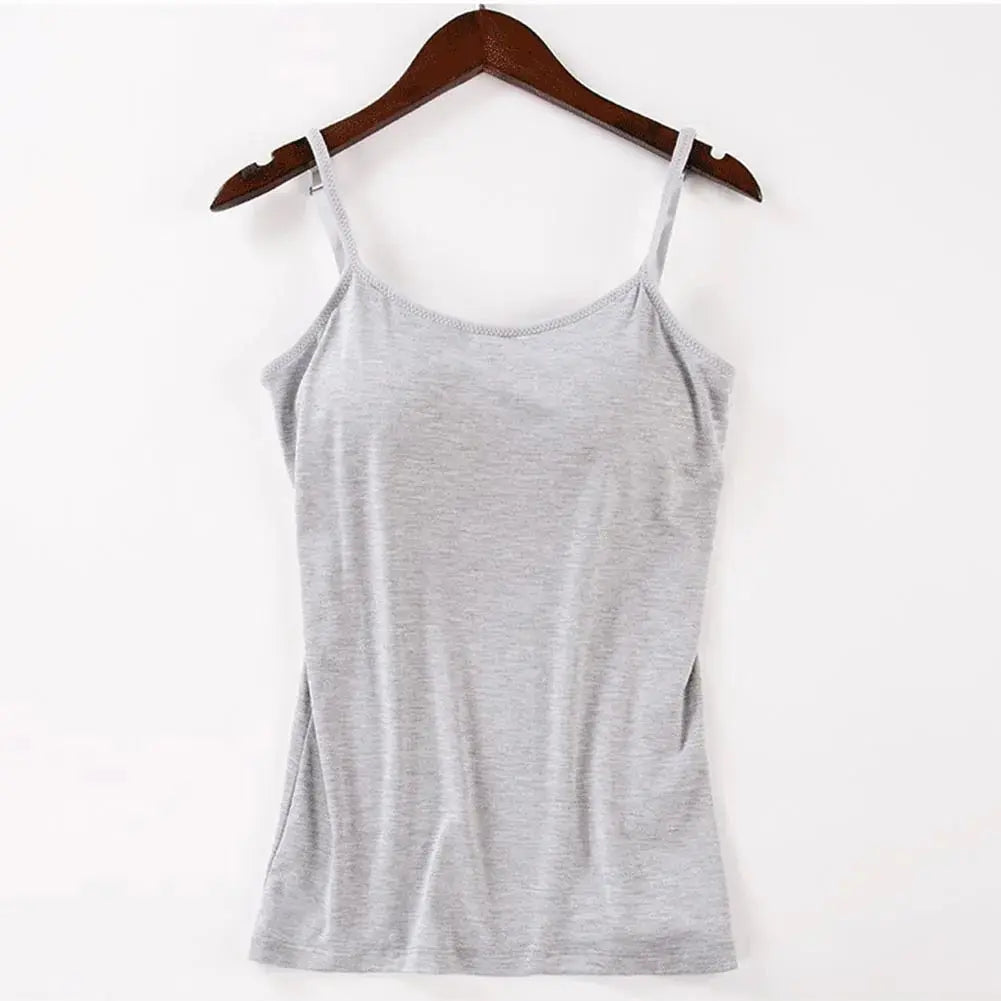Solid Tank Tops Adjustable Strap Built In Cup Padded Wireless Camisole Camis Vest - Blade & Thread