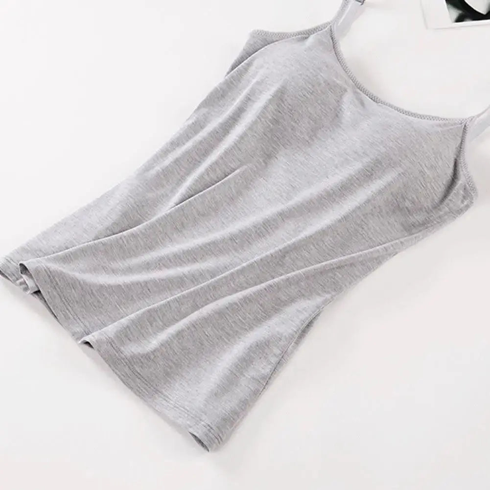 Solid Tank Tops Adjustable Strap Built In Cup Padded Wireless Camisole Camis Vest - Blade & Thread