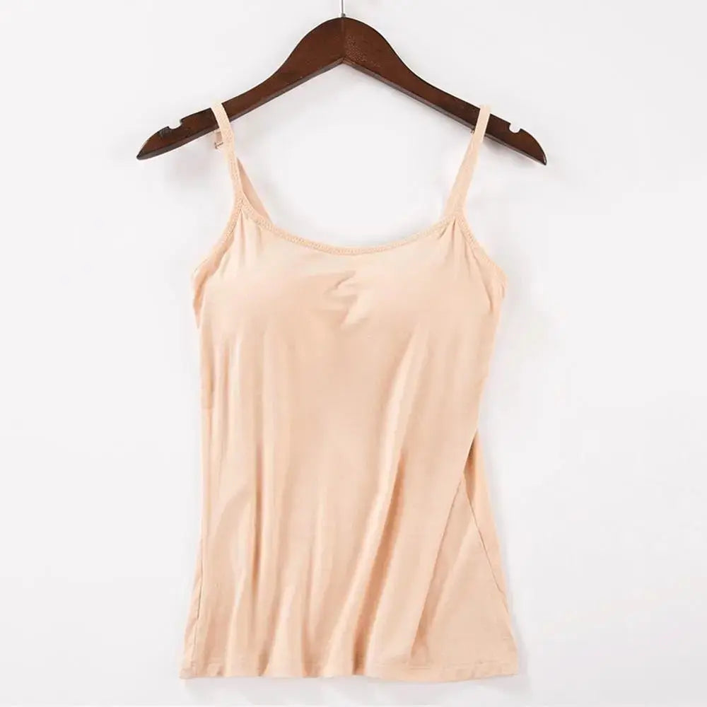 Solid Tank Tops Adjustable Strap Built In Cup Padded Wireless Camisole Camis Vest - Blade & Thread