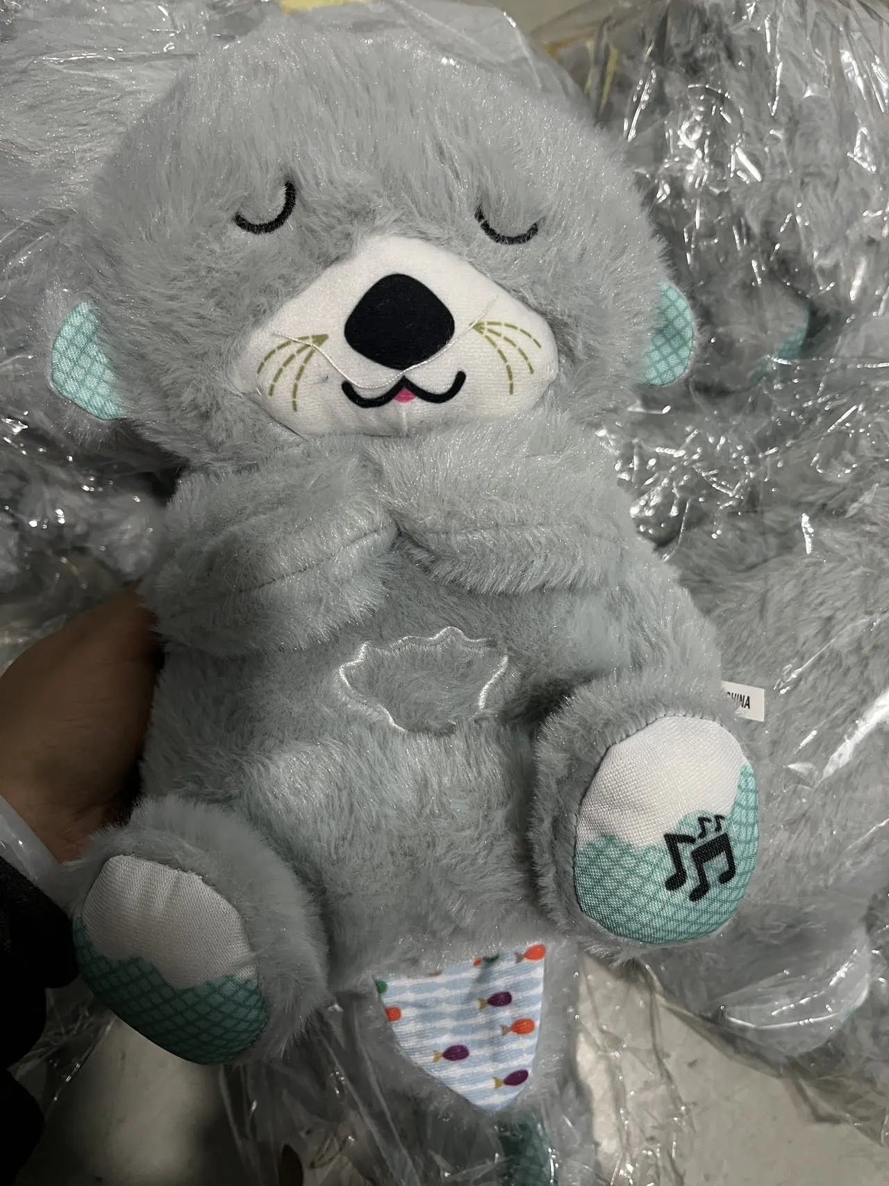 Sound Machine Soothe 'n Snuggle Otter Portable Plush Baby Toy with Sensory Details Music Lights & Rhythmic Breathing Motion - Blade & Thread