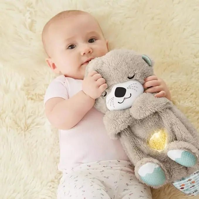 Sound Machine Soothe 'n Snuggle Otter Portable Plush Baby Toy with Sensory Details Music Lights & Rhythmic Breathing Motion - Blade & Thread