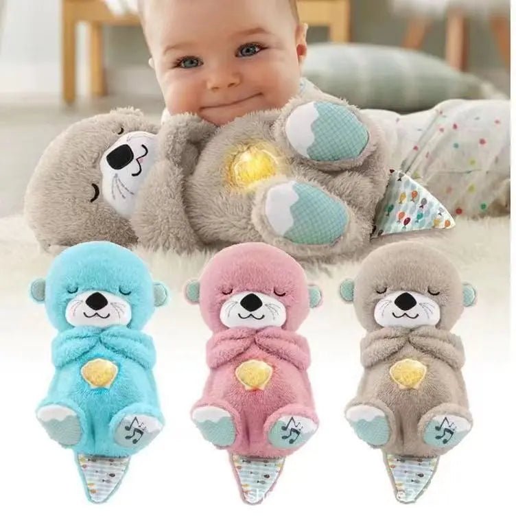Sound Machine Soothe 'n Snuggle Otter Portable Plush Baby Toy with Sensory Details Music Lights & Rhythmic Breathing Motion - Blade & Thread