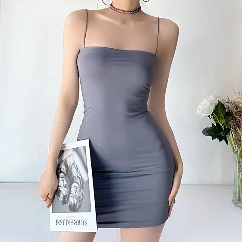Spaghetti Strap Female High Waist Sheath Mini Sleeveless Vestidos Dresses - Blade & Thread