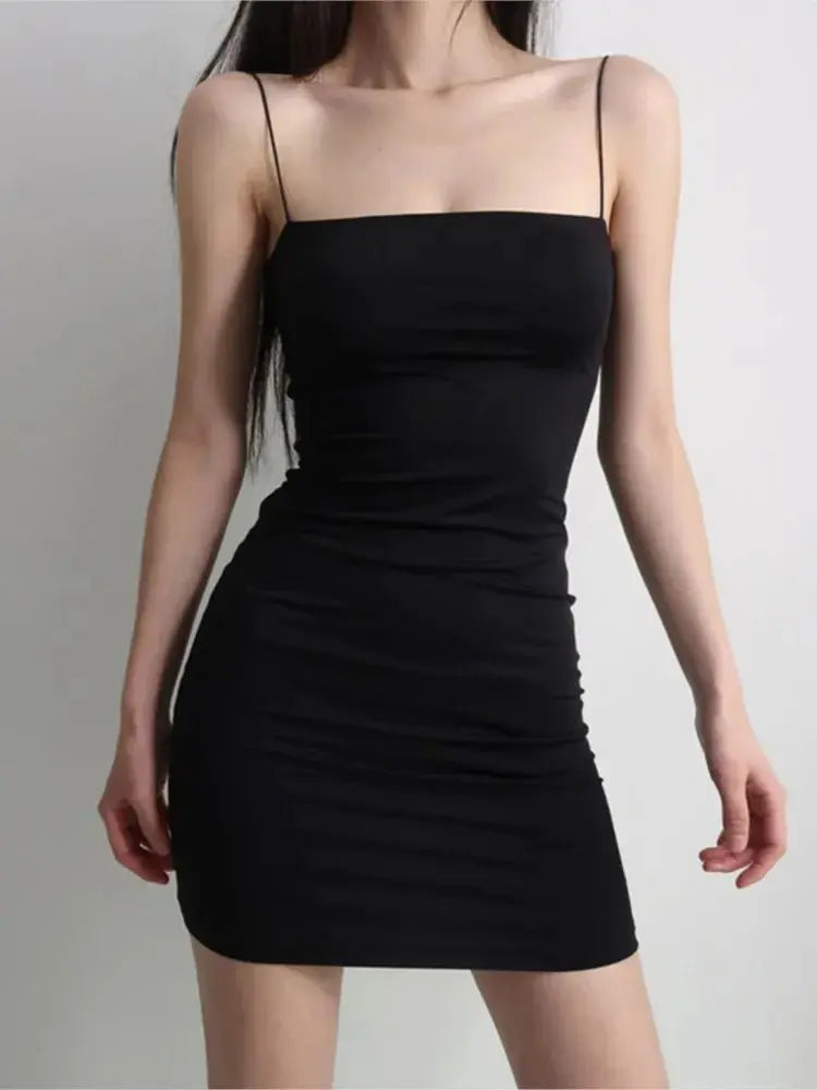 Spaghetti Strap Female High Waist Sheath Mini Sleeveless Vestidos Dresses - Blade & Thread