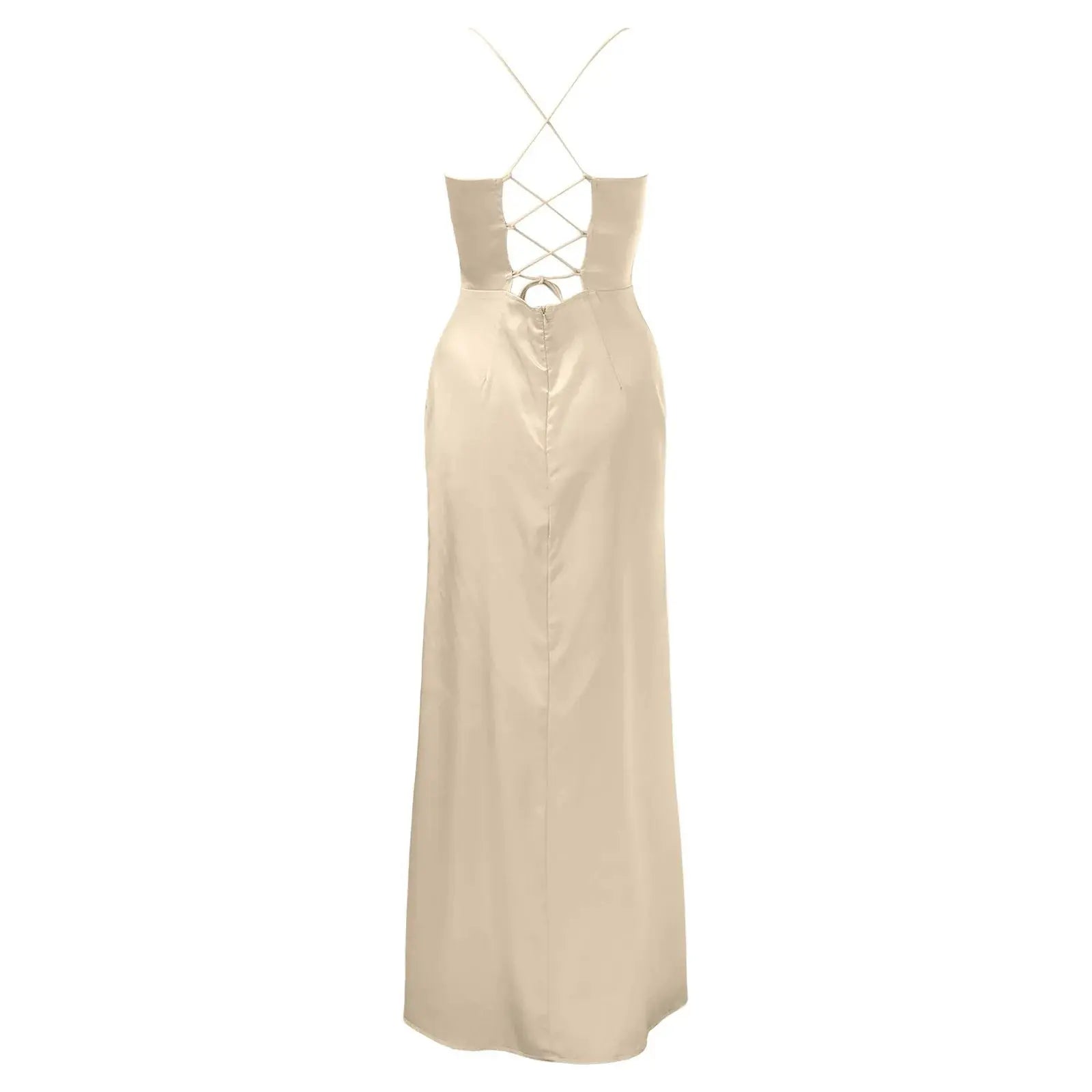Spaghetti Strap Satin Corset Fishbone Push Up Bodycon Party Long Dress - Blade & Thread