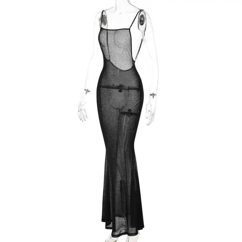 Spaghetti Strap Square Collar Sleeveless Maxi Dress Skinny - Blade & Thread