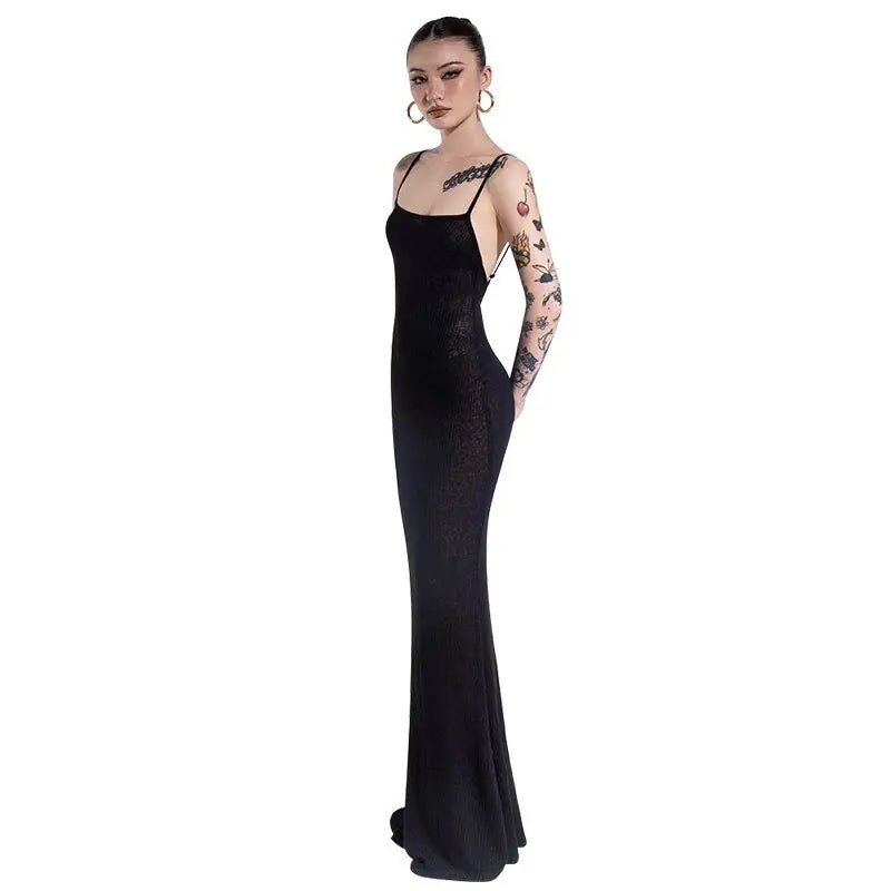Spaghetti Strap Square Collar Sleeveless Maxi Dress Skinny - Blade & Thread