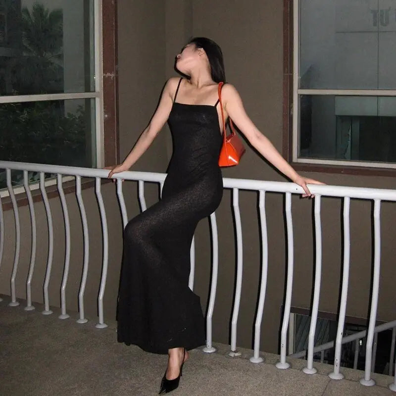 Spaghetti Strap Square Collar Sleeveless Maxi Dress Skinny - Blade & Thread