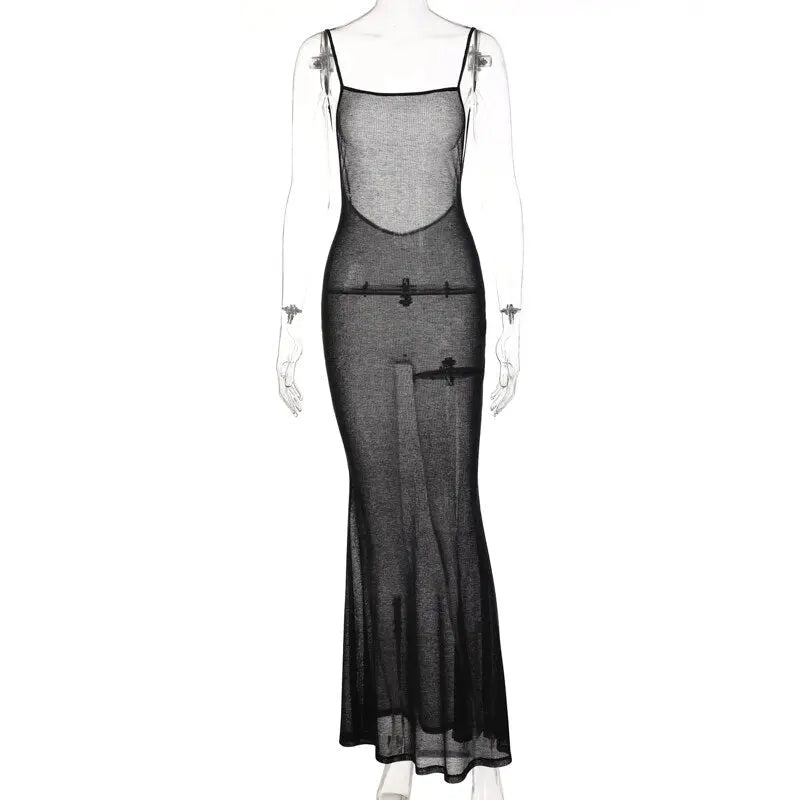 Spaghetti Strap Square Collar Sleeveless Maxi Dress Skinny - Blade & Thread