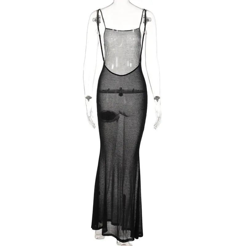 Spaghetti Strap Square Collar Sleeveless Maxi Dress Skinny - Blade & Thread