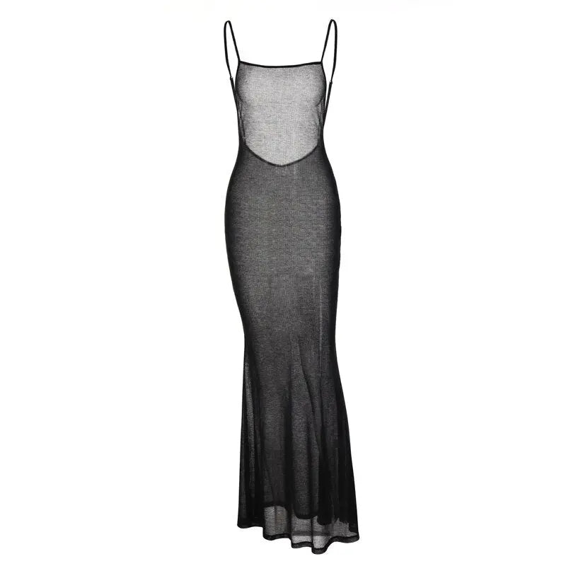 Spaghetti Strap Square Collar Sleeveless Maxi Dress Skinny - Blade & Thread