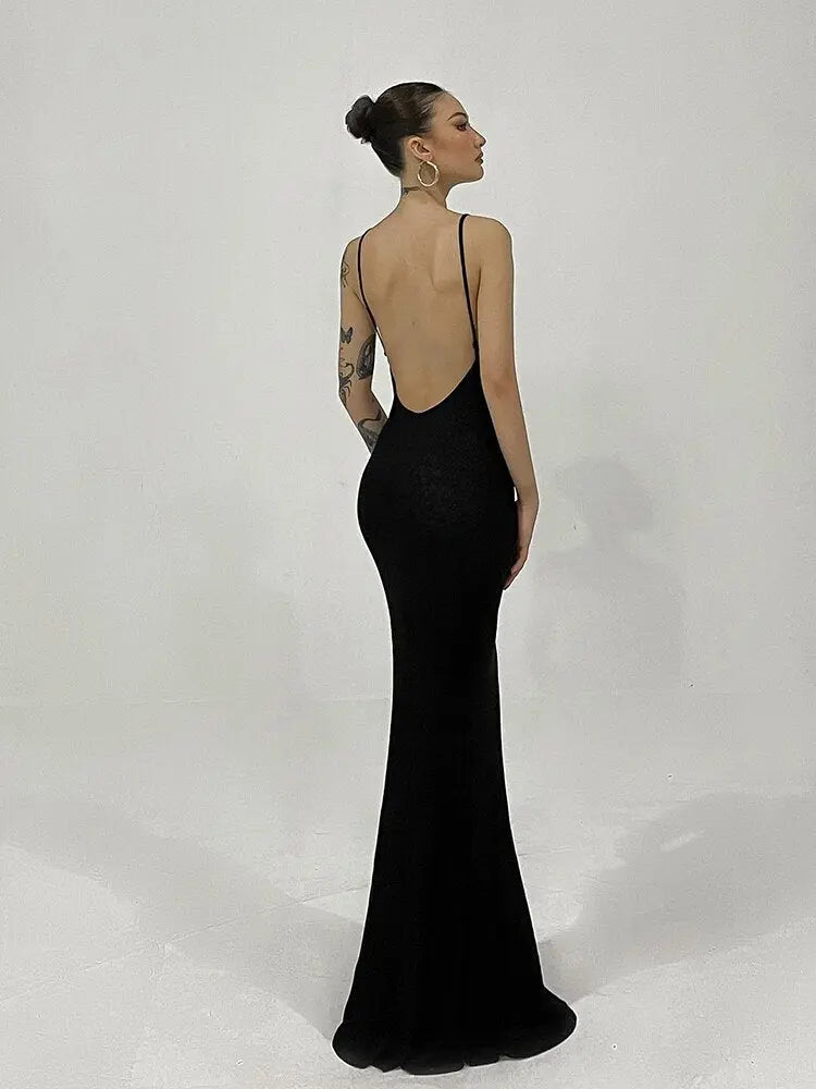 Spaghetti Strap Square Collar Sleeveless Maxi Dress Skinny - Blade & Thread