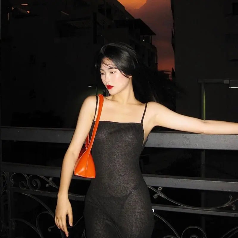 Spaghetti Strap Square Collar Sleeveless Maxi Dress Skinny - Blade & Thread