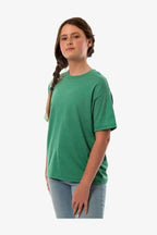 SpectraUSA Bi-blend Youth Mega-Tee for kids in light Kelly Heather color, made from soft, durable fabric with a comfortable fit.