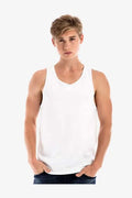 Men's white cotton tank top by SpectraUSA, casual sleeveless shirt with a comfortable fit perfect for warm weather.
