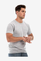 Men's Heather Grey Pocket Tee by SpectraUSA with a chest pocket and casual fit, perfect for everyday wear.