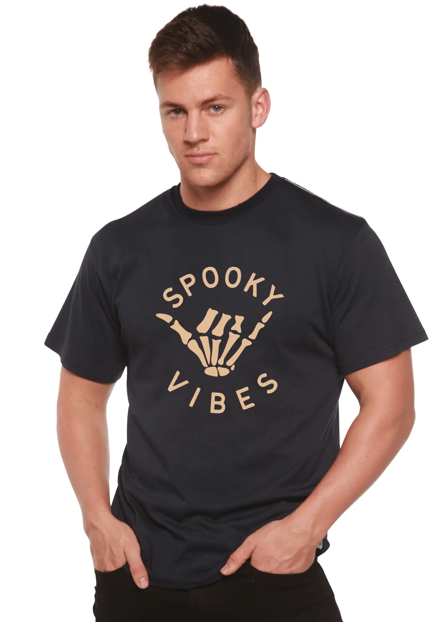 Spooky Vibes Men's Bamboo Viscose/Organic Cotton Short Sleeve Graphic T-Shirt - Blade & Thread