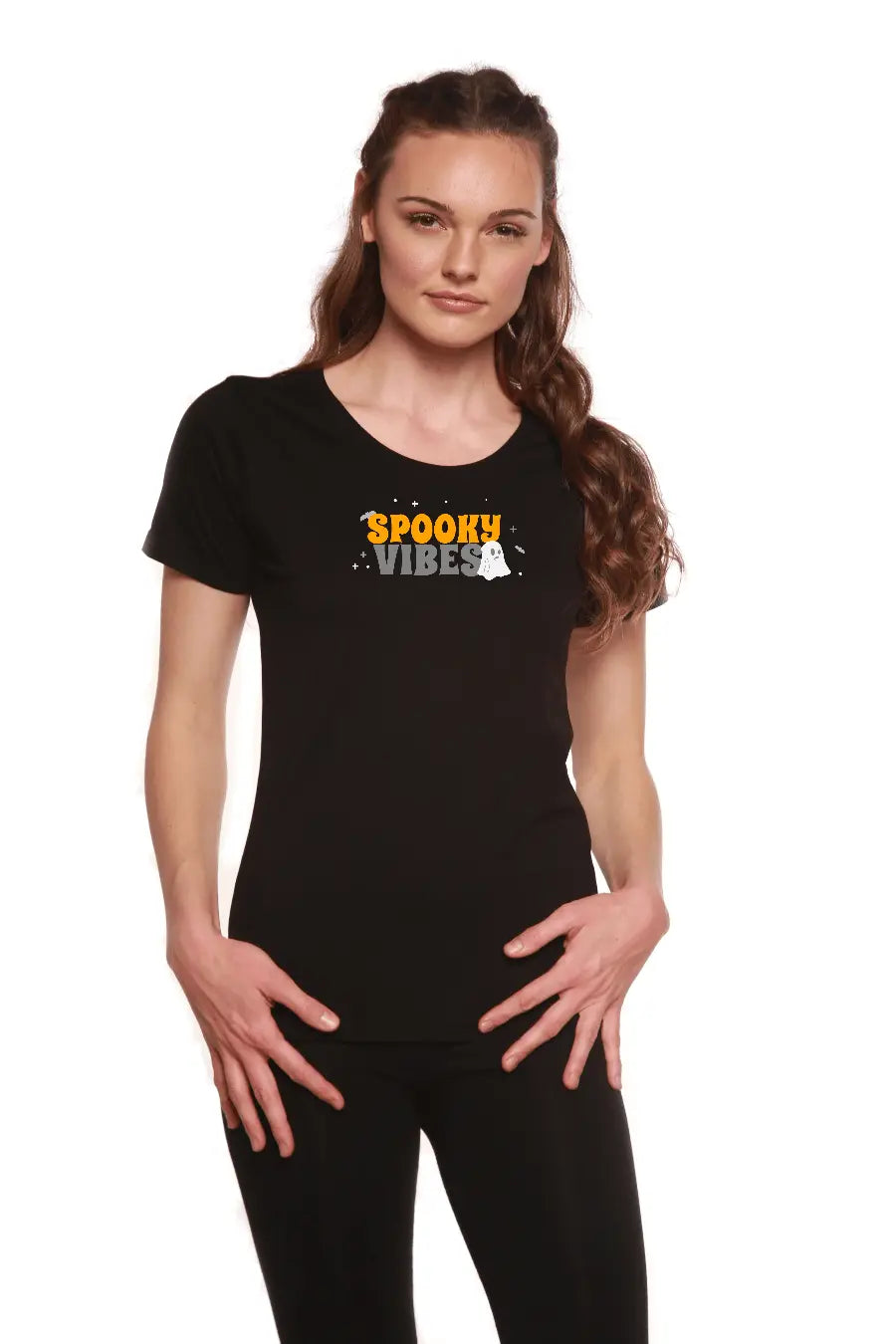 Spooky Vibes Women's Bamboo/Cotton Short Sleeve Scoop Neck Printed T-Shirt - Blade & Thread