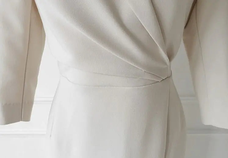 Spring Autumn Vestidos Half Sleeve Belted Split Package Hip Dress Female - Blade & Thread