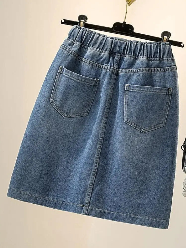 Spring Summer Denim Skirts Women Fashion Elastic Waist Lace-up Jeans - Blade & Thread
