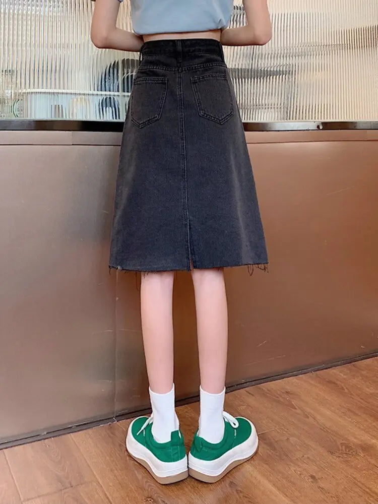 Spring Summer High Waist Denim Skirts Women Casual A-line Zipper Jeans - Blade & Thread
