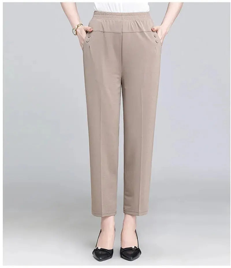 Spring Summer Pants Thin Elastic Waist Loose Cotton - Blade & Thread