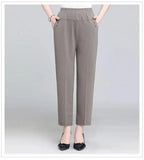 Spring Summer Pants Thin Elastic Waist Loose Cotton nowadaysfashion