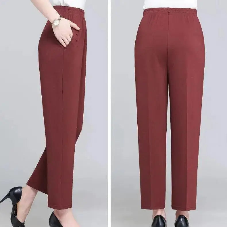 Spring Summer Pants Thin Elastic Waist Loose Cotton - Blade & Thread