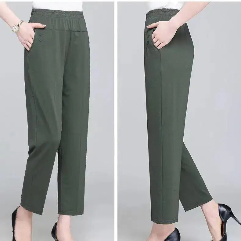 Spring Summer Pants Thin Elastic Waist Loose Cotton - Blade & Thread