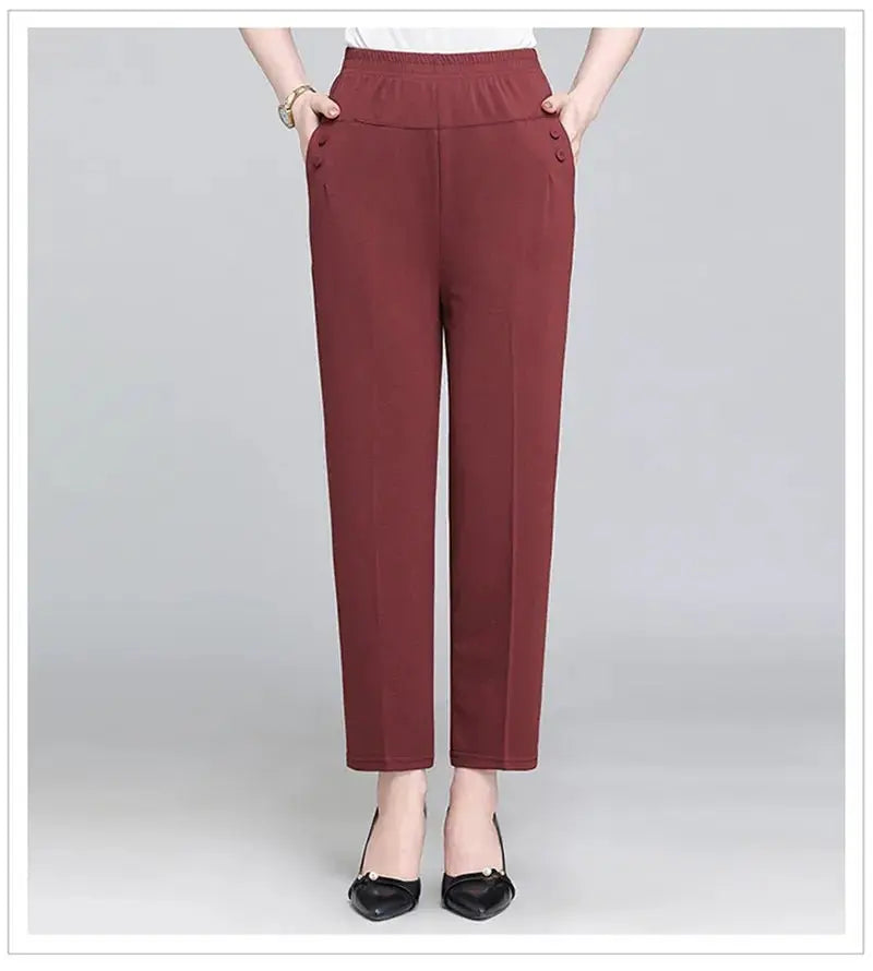 Spring Summer Pants Thin Elastic Waist Loose Cotton - Blade & Thread