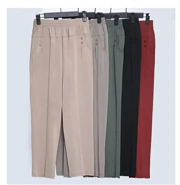 Spring Summer Pants Thin Elastic Waist Loose Cotton - Blade & Thread